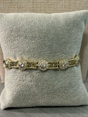 NWOT-18K Gold Filled Greek Key CZ Bracelet